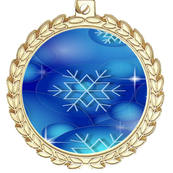 Snowflake theme medal..  Includes free engraving and neck ribbon.   DkBsnow-m70
