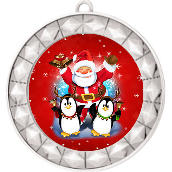 Santa and Penguins  theme medal..  Includes free engraving and neck ribbon.   santapeng-935s