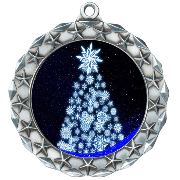 Snowflake Tree  theme medal..  Includes free engraving and neck ribbon.   snowtree-md40s