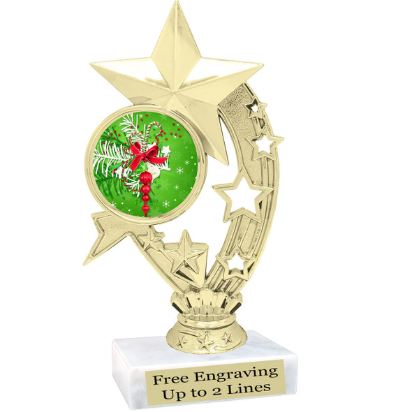 Holiday theme  trophy with choice of base.  6" tall  - ph208