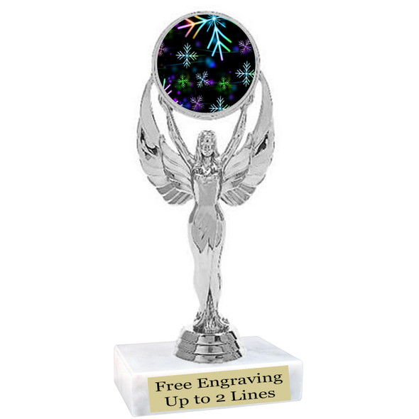 Snowflake theme  trophy with choice of base.  6" tall  - BK-6010s