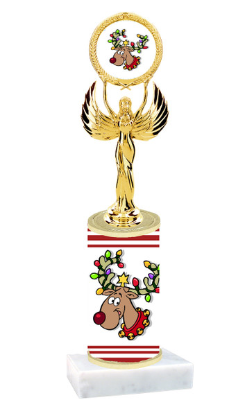 Reindeer theme  trophy with choice of trophy height  with matching insert.  (80087