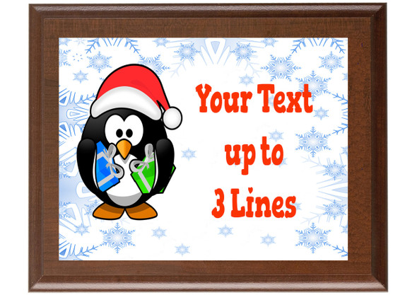 Christmas - Winter theme Custom Full Color Plaque.  Brown plaque with full color plate. 5 Plaques sizes available - Winter 007