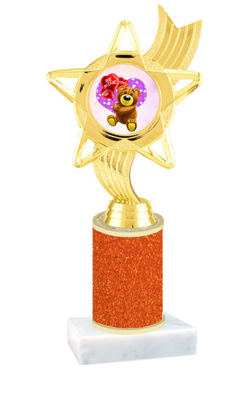  Valentine theme  Glitter Column trophy with choice of glitter color, trophy height and base.  Bear004