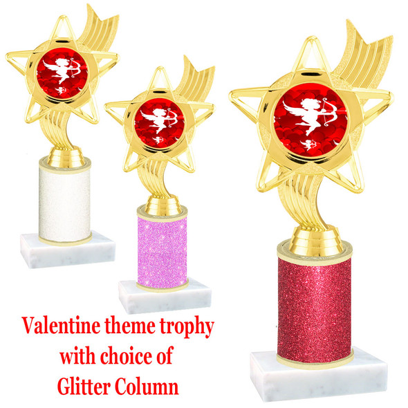  Valentine theme  Glitter Column trophy with choice of glitter color, trophy height and base.  cupid004