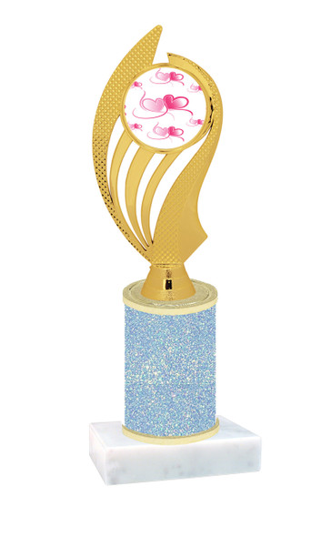  Valentine theme  Glitter Column trophy with choice of glitter color, trophy height and base. Pink and red Hearts 010