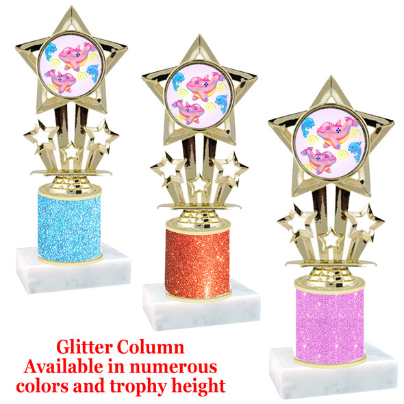 Glitter Column trophy with choice of glitter color, trophy height and base.  Summer theme 767