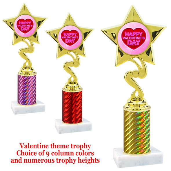 Valentine theme trophy with  prism column.  Choice of column color and trophy height.  (80106