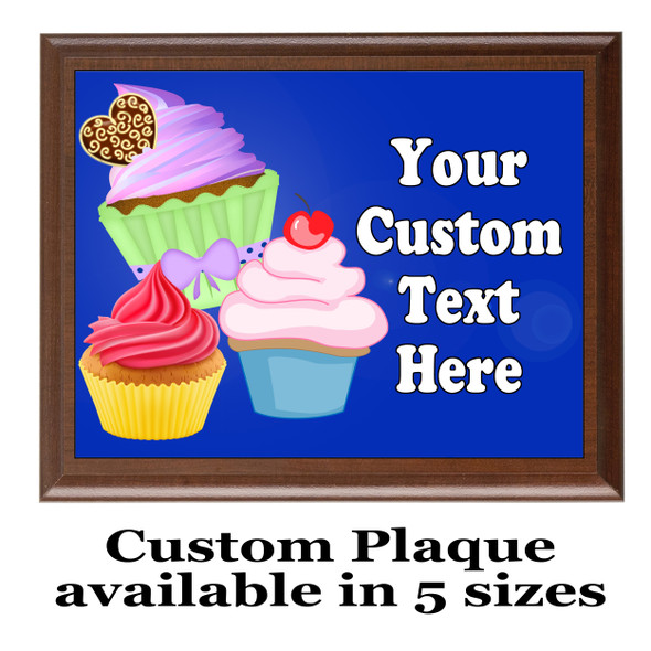 Custom Full Color Plaque.  Brown plaque with full color plate.  5 Plaques sizes available - cupcake2