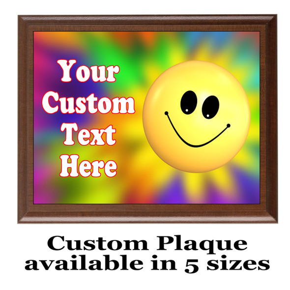 Custom Full Color Plaque.  Brown plaque with full color plate.  5 Plaques sizes available - Smile
