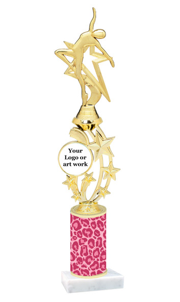 Custom Trophy.  Animal Print column with choice of figure and trophy height.  Height starts at 14".  Upload your logo or custom art work.  (mr200-004