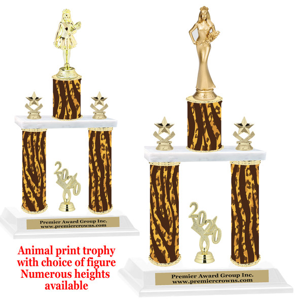 Animal Print 2-Column trophy with choice of trophy height and numerous figures available.  Go "Wild" with your awards!  (004