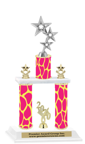 Animal Print 2-Column trophy with choice of trophy height and numerous figures available.  Go "Wild" with your awards!  (006