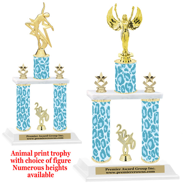 Animal Print 2-Column trophy with choice of trophy height and numerous figures available.  Go "Wild" with your awards!  (012