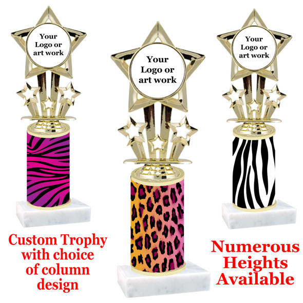 Animal Print Column Trophy. add your logo or custom art work!  Choice of animal print, trophy height and base.  (767