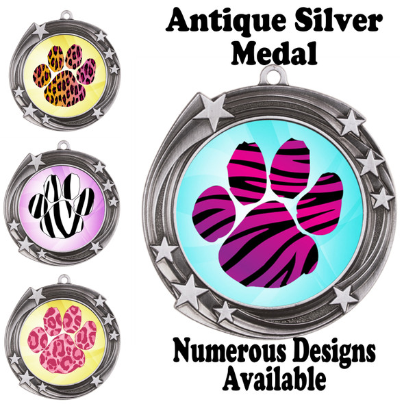  Animal Print Medal.  Antique Silver medal finish.   Includes free engraving and neck ribbon.  940s2