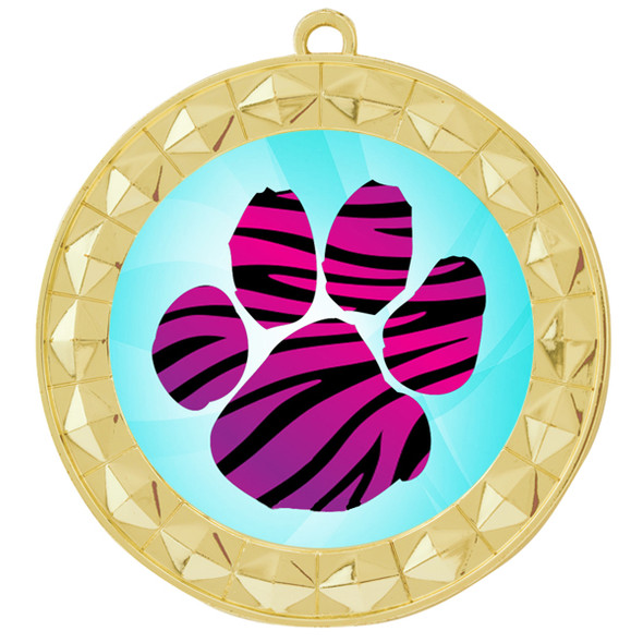 Animal Print Medal.  Gold medal finish.   Includes free engraving and neck ribbon.  935-g2