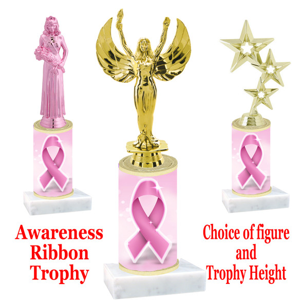 Awareness Ribbon Trophy with choice of figure and trophy height.  Trophy heights starts at 10" tall  (001