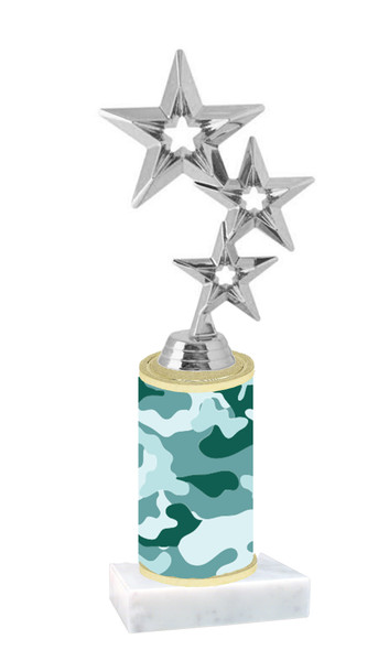 Camo Trophy  with choice of figure and trophy height.  Trophy heights starts at 10" tall  - 002