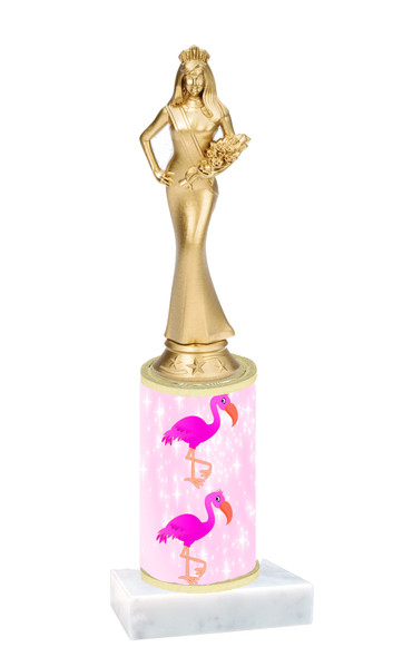 Flamingo  trophy with choice of trophy height and figure (002