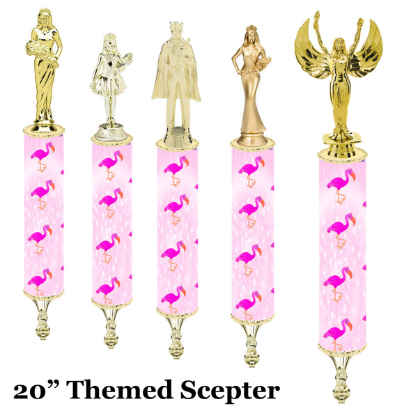 Flamingo theme Scepter!  20" tall with choice of figure.   (001