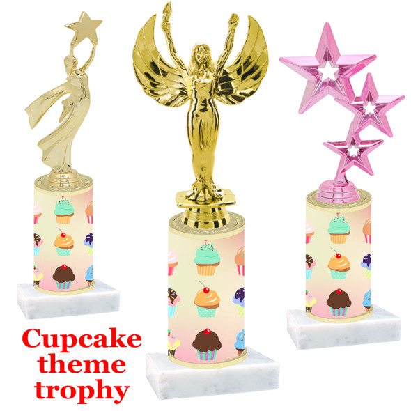 Cupcake theme  trophy with choice of trophy height and figure (002