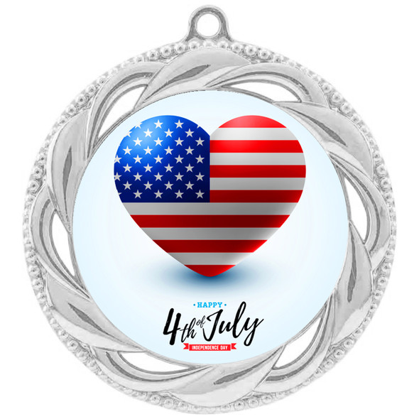 Patriotic Medal with choice of artwork. Silver  2 3/4" medal includes free neck ribbon - 938S