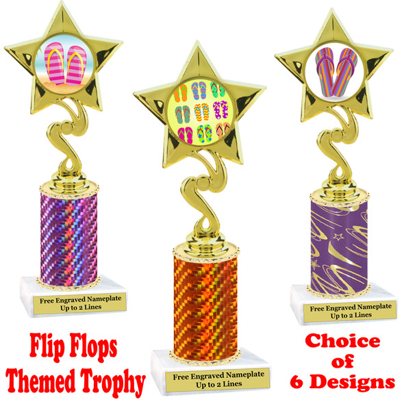 Flip Flop  theme trophy.  Choice of trophy height, column color and base. (80106