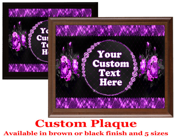 Custom Full Color Plaque.  Choice of black or brown plaque with full color plate.  5 Plaques sizes available - deco009