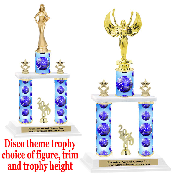 Disco theme 2-Column trophy.  Numerous trophy heights and figures available  (001