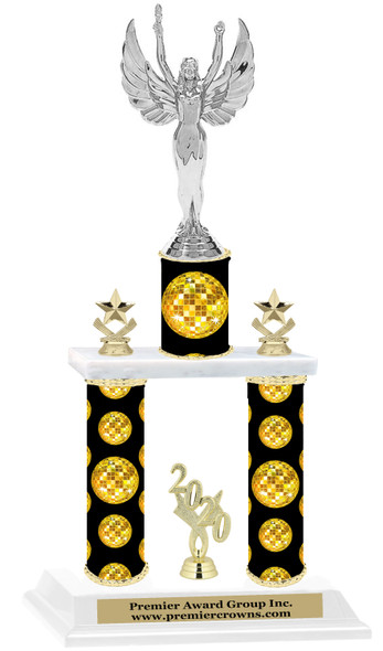 Disco theme 2-Column trophy.  Numerous trophy heights and figures available  (002