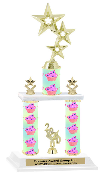 Cupcake  theme 2-Column trophy.  Numerous trophy heights and figures available  (005