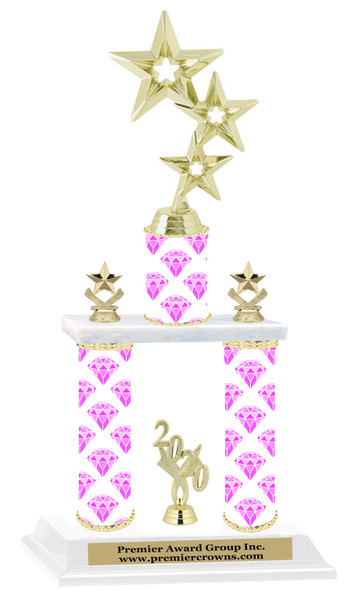 Diamond theme 2-Column trophy.  Numerous trophy heights and figures available  (002