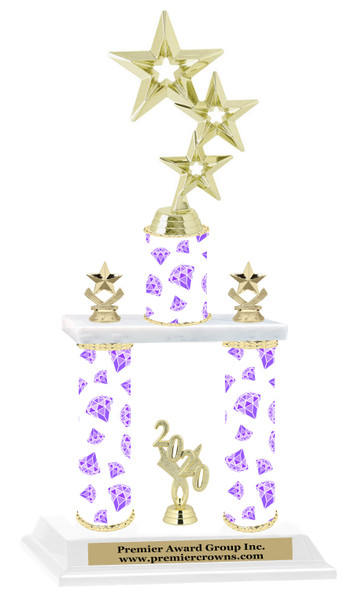 Diamond theme 2-Column trophy.  Numerous trophy heights and figures available  (003