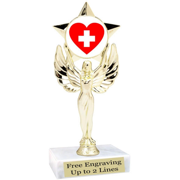 Medical Hero theme trophy with choice of art work.  6" tall. (7517