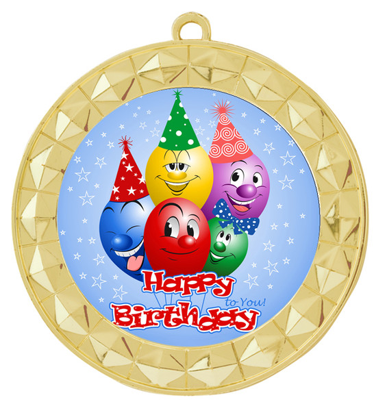 Kids Birthday  theme medal.  Choice of 8 designs.  Includes free engraving and neck ribbon.  (bday - 935g