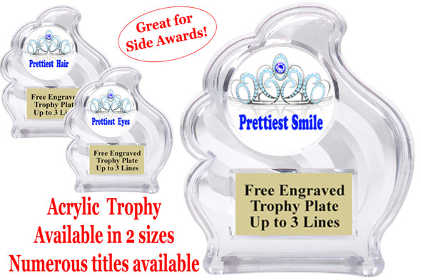 NEW!  Acrylic "Wave" trophy available in 2 sizes!  Numerous titles available. (wav title 005