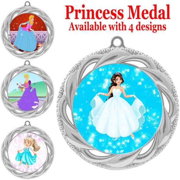 Princess theme medal with choice of 4 designs.  Our exclusive designs!  (938s