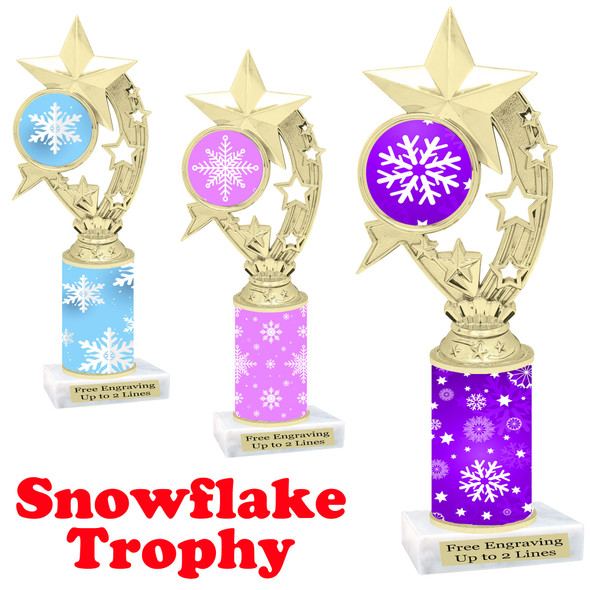 Snowflake theme trophy.  Great for you Winter themed events! h208