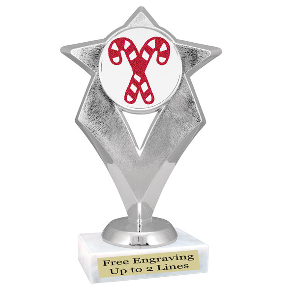 Glitter Candy Cane trophy.  Great trophy for all of your holiday events and pageants. 5086s
