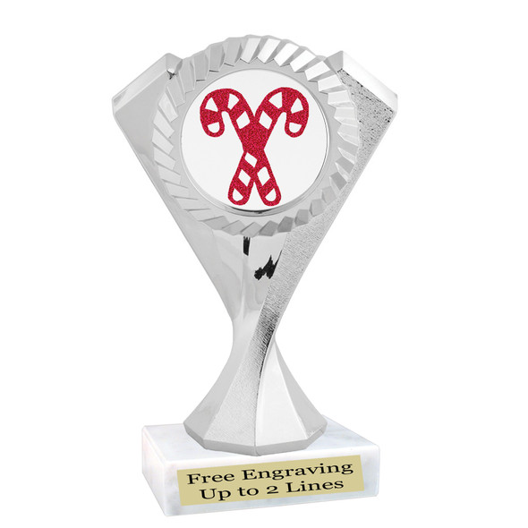 Glitter Candy Cane trophy.  Great trophy for all of your holiday events and pageants. 5455