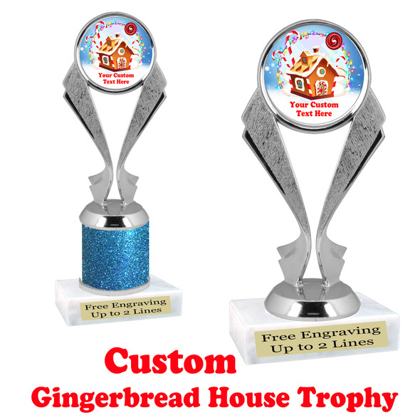 Custom Gingerbread House trophy.  Great trophy for all of your holiday events and pageants.  5096s