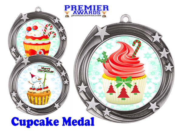 Holiday Cupcake  medal.  Great medal for those Holiday Events, Baking Contests and more!  930-s