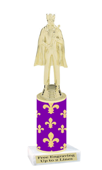 Mardi Gras Theme trophy.  Numerous figures available. Great trophy for your pageants, events, contests and more!   21-005