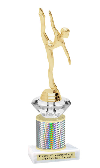  Dance Trophy.  Great trophy for your pageants, events, contests and more!   1 Column w/diamond.. 654-g