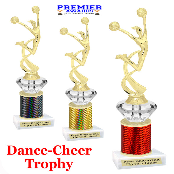 Cheer - Dance Trophy.  Great trophy for your pageants, events, contests and more!   1 Column w/diamond.. mf4506
