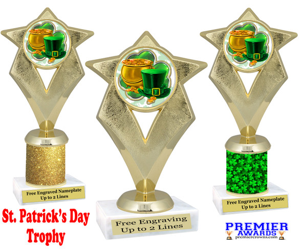 St. Patrick's Day Trophy.   Great award for your pageants, events, competitions, parties and more.  -002