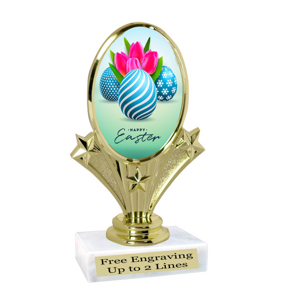 Easter theme trophy.  Festive award for your Easter pageants, contests, competitions and more.  90075-3