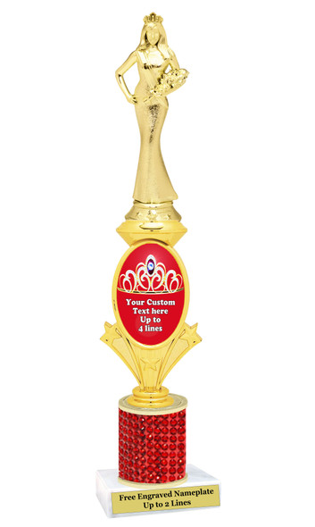 Custom Queen trophy.  Great for your pageants, contests, competitions and for the Queen in your life.  Red