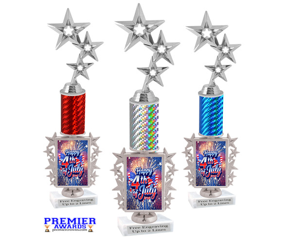 Patriotic theme trophy.   Great trophy for all of your patriotic themed events!  Height starts at 14" tall